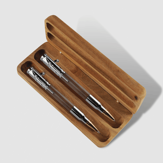 Matching Gift Set - Bolt Action Pen & Pencil - Silver