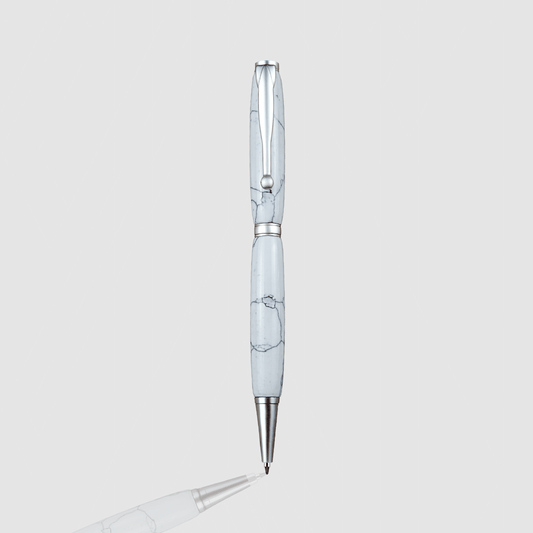 Yunstone Marble Twist Pen - Satin Silver